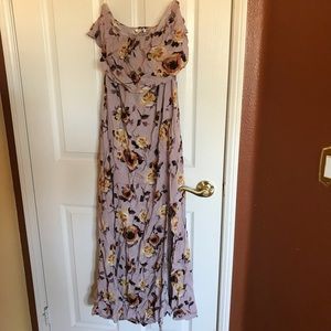 💐Strapless Long flowery dress